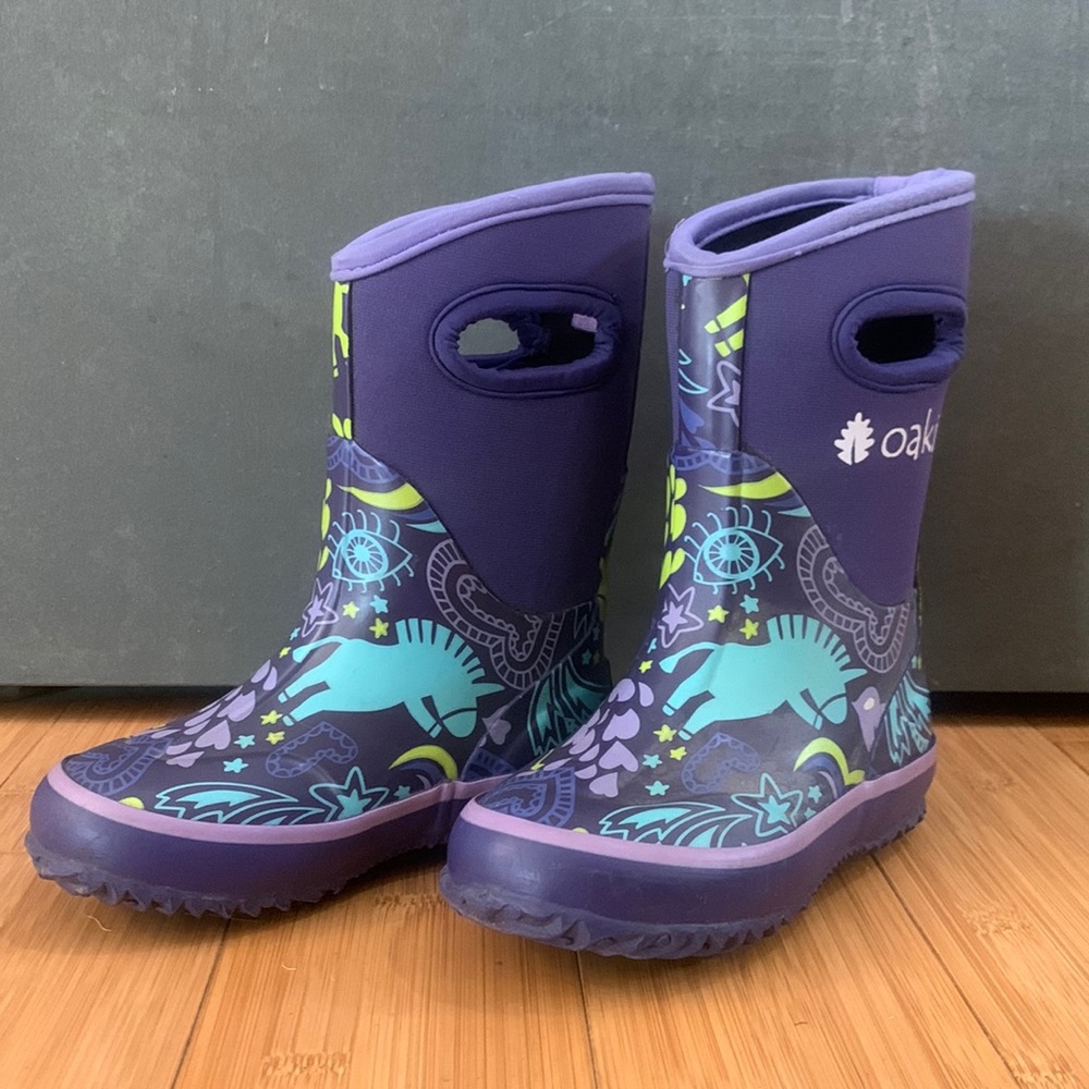 Unicorn purple Oaki insulated rainboots - barely worn
